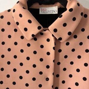 RED Valentino Pink Coat with Black Polka